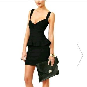 Nasty Gal Black Peplum Bondage Dress Size XS